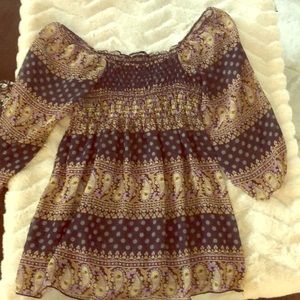 Sheer off shoulder tunic